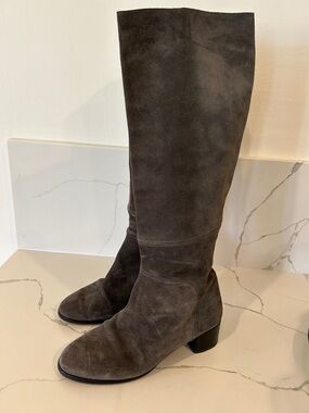 Over-the-Knee Suede Boots in gray brown